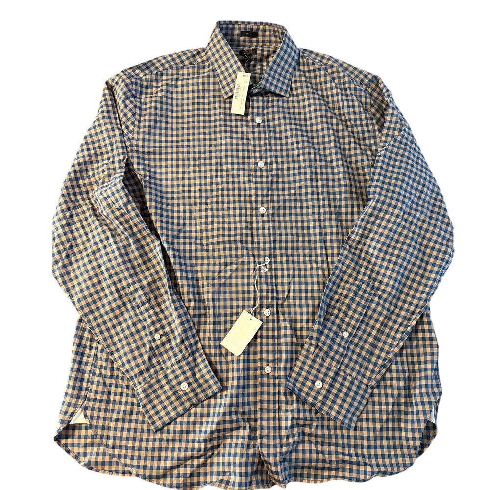 J.Crew Crosby 120s 2-Ply Gingham Dress Shirt Mens XL Blue Check NWT